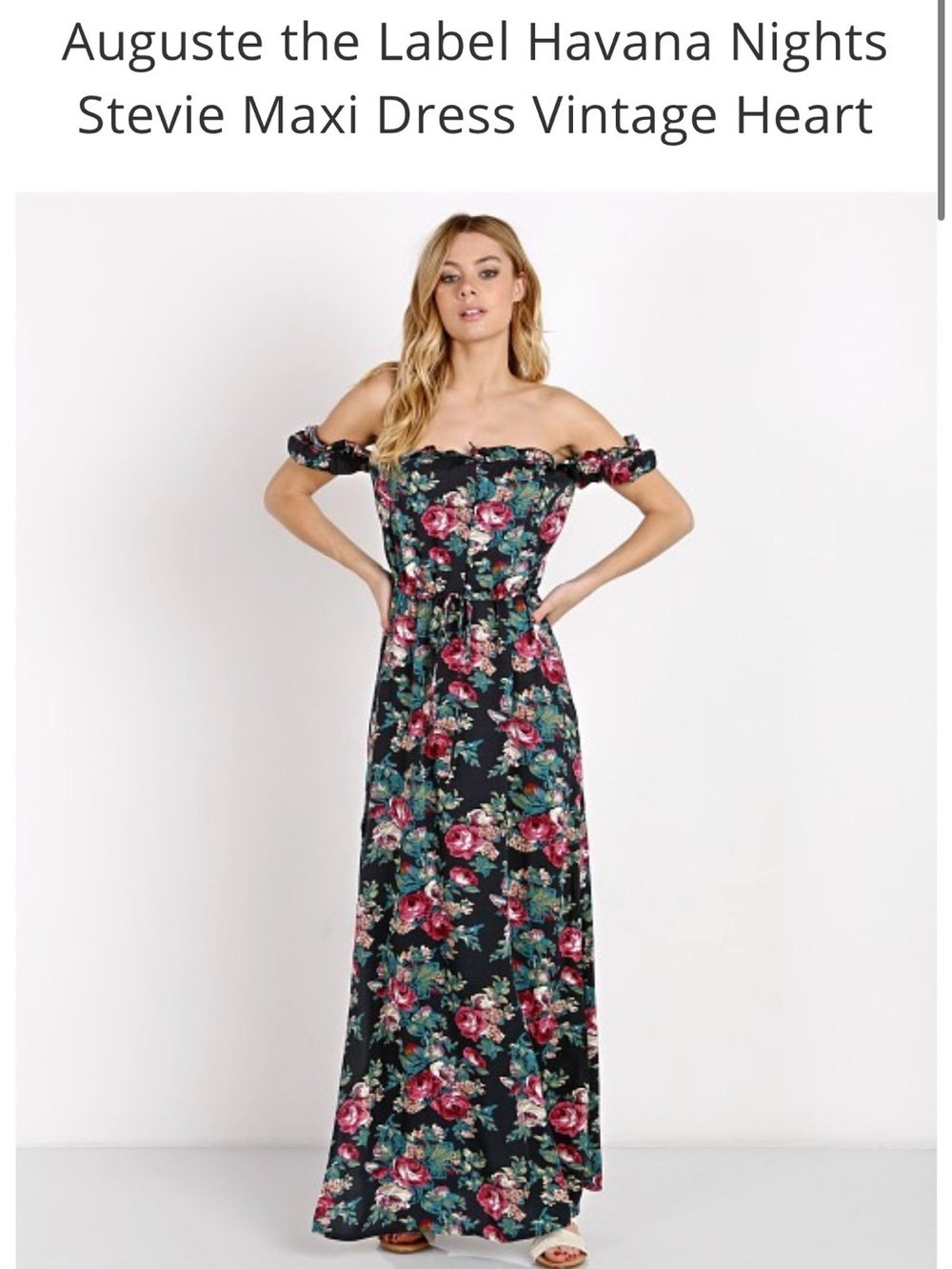Auguste The Label Havana Nights Stevie Maxi Dress Vintage Heart Floral Boho Sz 2